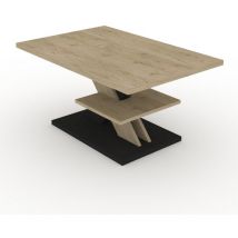 Rc Arredo Shop - Table basse en chêne et noir, 90x60 avec étagère, design moderne et élégant