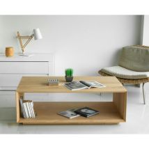Pier Import - Table basse en Chêne massif naturel double plateaux 120x70x40cm kubico