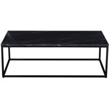 Drawer - Table basse en marbre blanc et métal 120x65cm - Noir - saku