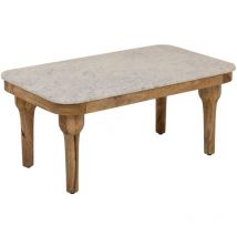 Table basse en marbre et en bois d'acacia Calix