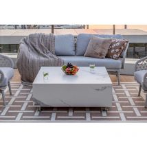 Bianco Table basse en porcelaine marbre moyen en béton luxe finition brillante 101.6 x 101.6 x 35.6 cm