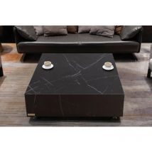 Sofia Table basse en porcelaine marbre moyen en béton luxe finition brillante 101.6 x 101.6 x 35.6 cm