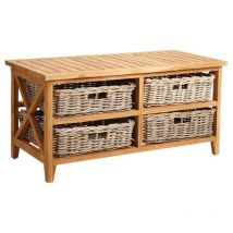 Aubry Gaspard - Table basse en teck avec 4 tiroirs