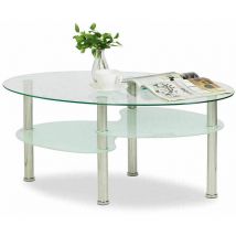 Skecten - Table basse en verre avec rangement transparent blanc