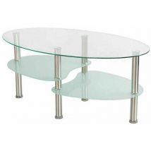 Table Basse en Verre Trempé Table de Salon avec 3 Etagères pour Salle, Salon, Chambre 90x50x43cm Transparent Blanc