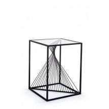 Iperbriko - Table basse Espiral 40x40, Structure en acier peint époxy, Plateau en verre trempé