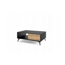 Table basse évoque chêne/noir fraisé 90x60cm avec étagére ouverte modèle DIAMANT