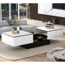 Table basse extensible avec coffre de rangement - table coulissante - Blanc