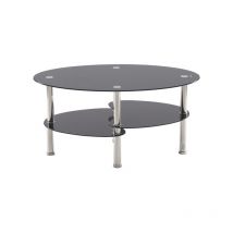 Qiyao - Table basse fixe Table basse en verre trempé de style de queue de poisson double, Noir