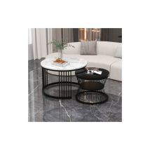 Table basse gigogne moderne, ensemble de tables basses, dessus de table brillant, table d'appoint de canapé en marbre, table basse gigogne ronde,