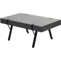 Jamais utilisé] Table basse HHG 740, Table de salon Table d'appoint Table de salon, métal 43x110x60cm, aspect marbre gris