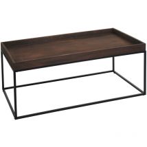 Table basse HHG 866, table basse table d'appoint, bois massif métal 46x110x60cm, brun foncé