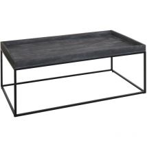 Table basse HHG-866, table basse table d'appoint, bois massif métal 46x110x60cm, gris foncé