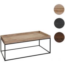 Table basse HWC-K71 - table basse table d'appoint - bois massif métal 46x110x60cm - brun foncé