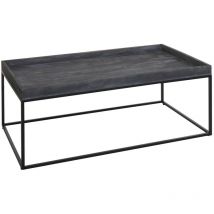 Table basse HWC-K71 - table basse table d'appoint - bois massif métal 46x110x60cm - gris foncé