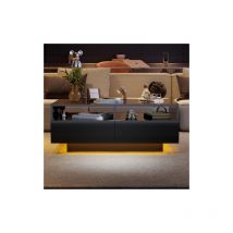 Ineasicer - Table basse led haute brillance avec 4 tiroirs, table de salon,Table centrale moderne avec 16 couleurs de lumières led pour le salon