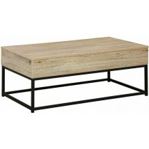 Table basse. loft. 1 plateau relevable. deux espaces de rangement. l 100 cm x l 55 cm x h 40.5 cm