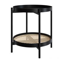 Rendez-vous Déco - Table basse en cannage et bois de mindi noir D49 cm - lukut