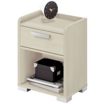 Table basse Makalu avec tiroir, panneau de particules et mélamine haute densité, pin, 54 x 41 x 31 cm