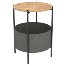Table Basse Miroytengo Nyx 43x60Cm Gris avec Surface Chêne Safir, Pieds en Métal, Mélamine et Sac en Tissu - Meubles de Salon