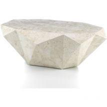Iperbriko - Diamond medium - Table basse (120 x 70 x 40h) en pierre fossile beige