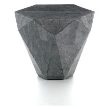 Diamond small - Table basse / Bout de canapé (60 x 60 x 50h) en pierre fossile grise