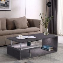 Table basse moderne, finition gris ciment, éclairage led, table canapé salon, bureau