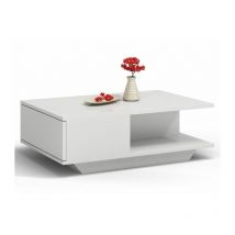 ZEKE - Table basse contemporaine - 90x60x42cm - Table à café style scandinave salon séjour bureau Blanc brillant