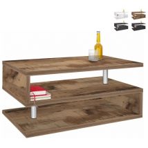 Web Furniture - Table basse moderne rectangulaire 90x55cm 2 étagères Zeta 90 - bois neutre