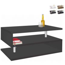 Web Furniture - Table basse moderne rectangulaire 90x55cm 2 étagères Zeta 90 - Noir
