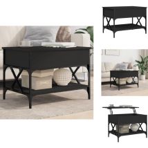 Table basse noir 70x50x50 cm bois d'ingénierie et métal - Table Basse - Meuble Salon - Table D'appoint - Table Design - Table Noire