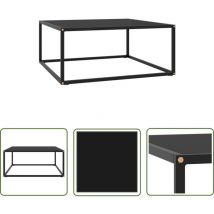 Longziming - The Living Store Table basse Noir avec verre noir 80x80x35 cm - Table Basse - Meuble Salon - Table D'appoint - Design Moderne - Verre