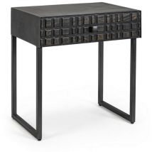 Bizzotto - Table basse noire 1 tiroir en bois style industriel 50x35x55
