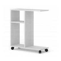 Table basse Organisateur 60x22x65cm(LxPxH)TRASCO 1 blanc sur roulettes design moderne