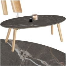 Tectake - Table basse ovale Acerra, effet marbre 100x50x34,5 cm -