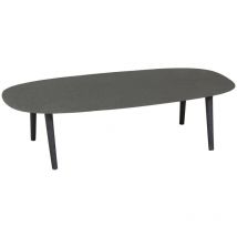 Aubry Gaspard - Table basse ovale en métal texturé noir