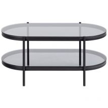 Hellin - Table basse ovale en verre et métal noir - benny
