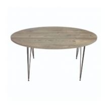Iperbriko - Table basse ovale gris en pin avec pieds noirs