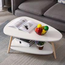 Yongqing - Table basse ovale scandinave 90x60x40cm Blanc