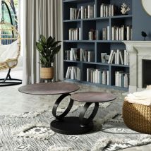 Pier Import - Table basse pivotante en céramique bronze lombardie
