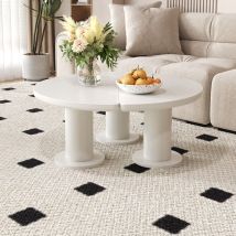 Modernluxe - Table basse ronde - mdf + pvc - Blanc