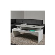 Couchtisch Klapptisch darwin 120x60cm / Weiß und Beton/ 120x60x43 cm