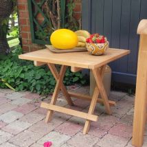 Teck'attitude – Table Basse Pliante Carrée En Teck Massif 50 X 50 Cm – Résistante Aux Intempéries – Idéale Pour Balcons Et Jardins – Pliable Pour 