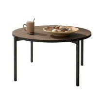 Mobilier1 - Table basse Providence 180, Marron + Noir, 42x0x0cm, Diamètre: 85, Stratifié, Rond