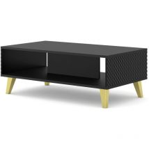 Bim Furniture - Table basse Ravenna c 90x60 noir brillant pieds dorés