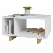 Table Basse Rectangle Blanche 2 Niches l 60 h 32 p 45 cm