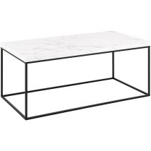 Furniture To Go - Table Basse Rectangulaire 110x55x45 Cm Décor Marbre Blanc - Aya