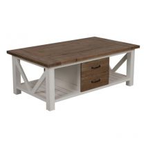 Decoration D ’ Autrefois - Table Basse Rectangulaire - Bois - Blanc - Interior's