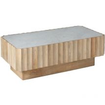 Table basse rectangulaire en bois de manguier et marbre blanc Moana