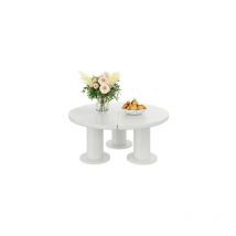 Table basse ronde, 100 cm de diamètre, 40 cm de hauteur, plateau en MDF laqué et pieds en PVC